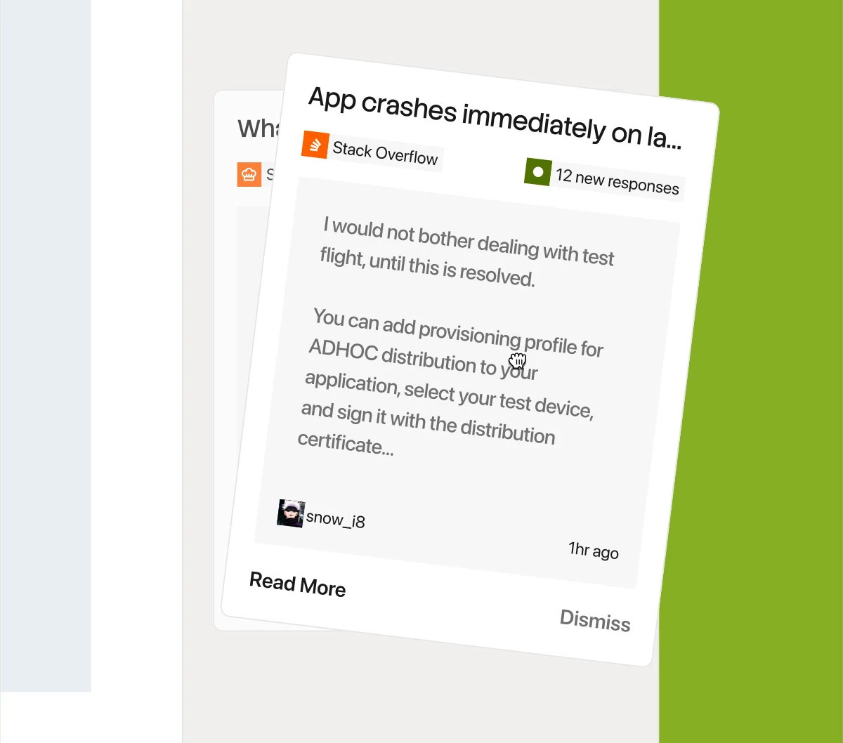 Stacked push-notification cards showing the rebrand carrying into a new product-alert design